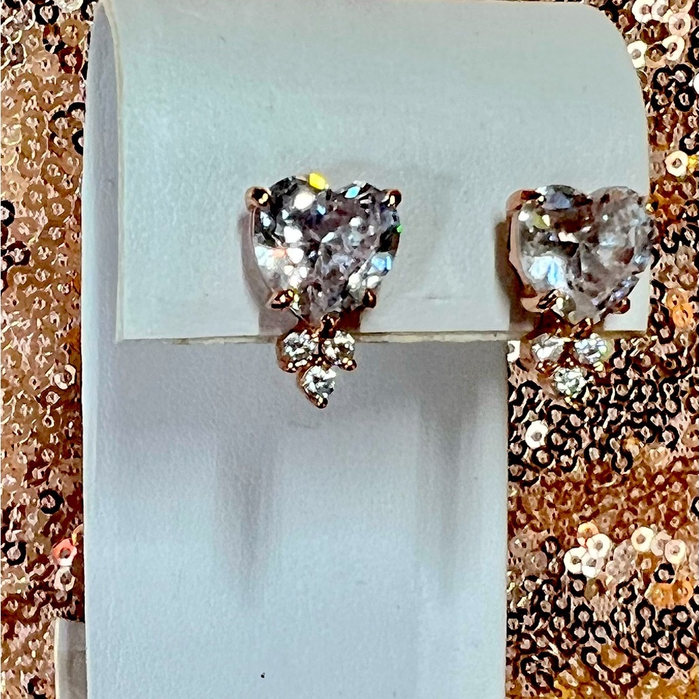 Heart Shaped Rose Gold Earrings